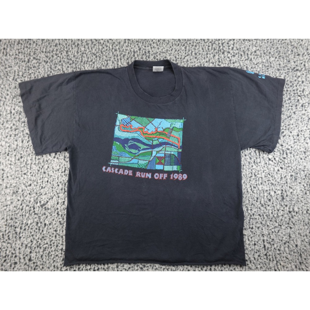 Vintage Nike 1989 Cascade Run Off T-Shirt Mens XL Black Single Stitch Made USA